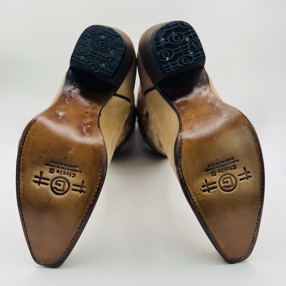 Circle G Tall Snip Toe Western Boots Women's Size 7.5 M Sand Beige Leather - Picture 7 of 16